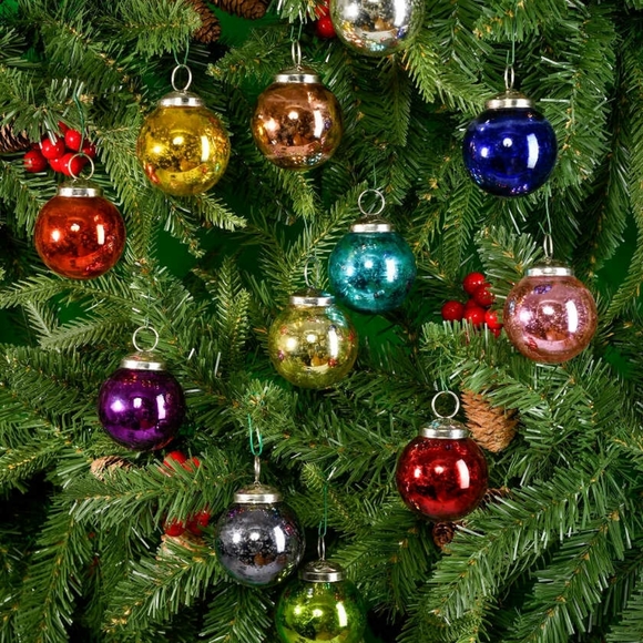 NIB 2" Multicolor Mercury Glass Ornaments - Picture 3 of 3